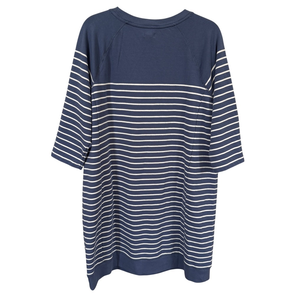 L.L. Bean 24/7 Sweats Dress Striped Blue Sz XL Casual Lounge Modest Travel Basic - Picture 3 of 7